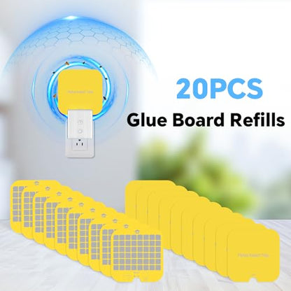 20 PCS Flying Insect Refills for Indoor Fly Light Trap, Indoor Fly Trap Plug-in Insect Trap Replacement Mosquito Sticky Glue Boards (Yellow) - color: Yellow