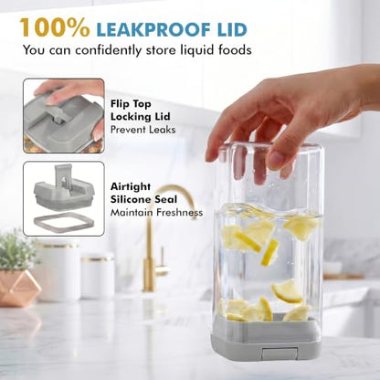 Shazo 6 PC 1.2L Airtight Food Storage Containers with Lids BPA Free Plastic - color: Gray