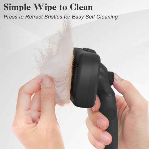 Swihauk Self Cleaning Slicker Brush for Dogs & Cats - Skin Friendly Deshedding and Grooming Brush for Haired Pets, Pet Supplies Accessory, Black - color: Black