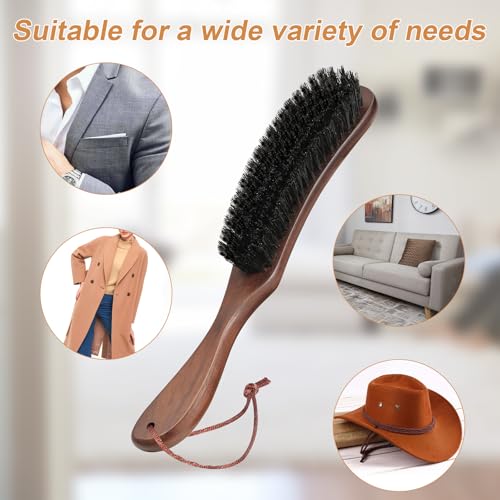 Wood Felt Brush,Large Black Walnut Wood Handle Boar Bristle Lint Brush,Suitable for Felted Hats, Suits,Cashmere,Wool,Velvet,Suede and Pet Hair for Men