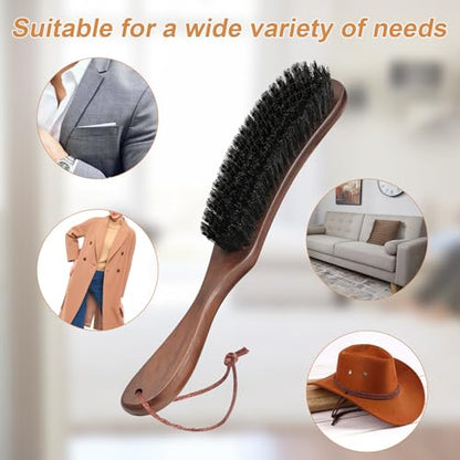 Wood Felt Brush,Large Black Walnut Wood Handle Boar Bristle Lint Brush,Suitable for Felted Hats, Suits,Cashmere,Wool,Velvet,Suede and Pet Hair for Men