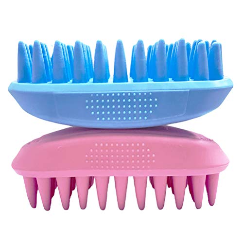 Pet Silicone Shampoo Brush for Long & Short Hair, Pink ( New ), Medium Large Pets Dogs Cats, Silicone Shower Wash Curry Brush, Massage Comb - color: Pink