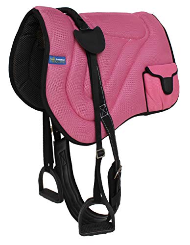 Horse Western Breathable Padded Anti-Slip Neoprene Bareback Saddle Pad 39194 - color: Pink/Black, size: Bareback Pad: 23" L x 36" W Cinch: 32" L x 4" W