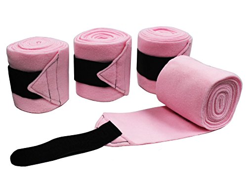 Derby Originals Set of 4 Super Soft Fleece Horse Polo Wraps with Velcro - color: Black