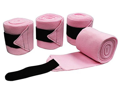 Derby Originals Set of 4 Super Soft Fleece Horse Polo Wraps with Velcro - color: Black