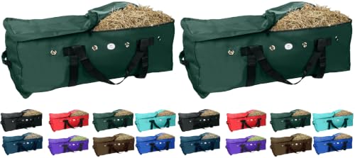 Majestic Ally 1200 D Nylon Fabric Large 44” x 20” x 16” and Extra Large 52" x 27" x21" Heavy-Duty Hay Bale Storage Bag (Hunter Green, Large) (Pack of 2) - color: Hunter Green, size: Large (Pack of 2)