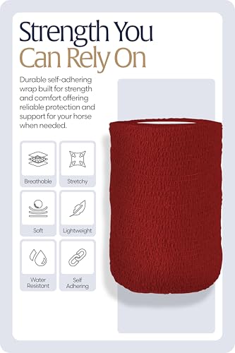 Equinavia 20 Pack Self Adhesive Bandage Wrap, 4 Inch Vet Wrap for Horses - color: Red