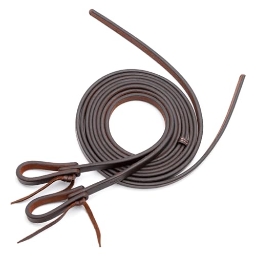 Jeffers Equine LuxeLeather Heavy Oiled Western Leather Horse Reins – Split, Laced & Roping Styles with Tie or Snap Ends for Riding & Training - size: 5/8" x 8'