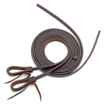 Jeffers Equine LuxeLeather Heavy Oiled Western Leather Horse Reins – Split, Laced & Roping Styles with Tie or Snap Ends for Riding & Training - size: 5/8" x 8'