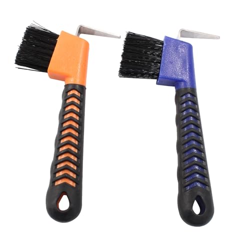 2 Pcs Horse Hoof Pick Brush, Blue & Orange - size: 2 Pcs