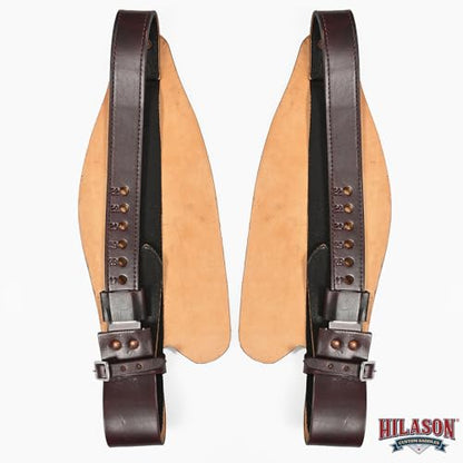 HILASON Tan Leather Saddle Fender Pair with Hobble Strap - color: DARK BROWN