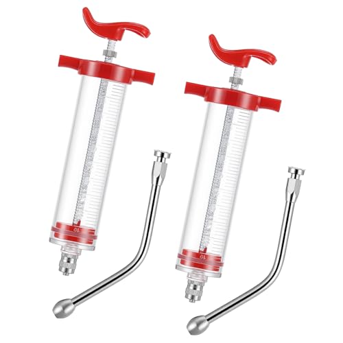 Threlaco 100ml 2 Pcs Drench Gun for Goats, Sheep & Cattle, Red - color: Red, size: 100ml