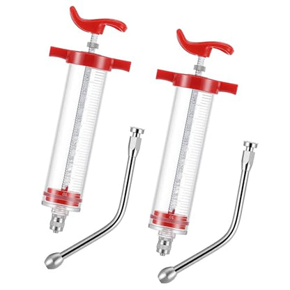 Threlaco 100ml 2 Pcs Drench Gun for Goats, Sheep & Cattle, Red - color: Red, size: 100ml
