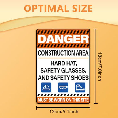WADORN 10Pcs PPE Must Be Worn Sign Sticker, Hard Hat Saefety Glasses and Safety Shoes Must Be Worn Self-Adhesive Vinyl Decal Construction Area Sign Caution Label for Promoting Safety 7.08x5.12 Inch - style: PPE Must Be Worn