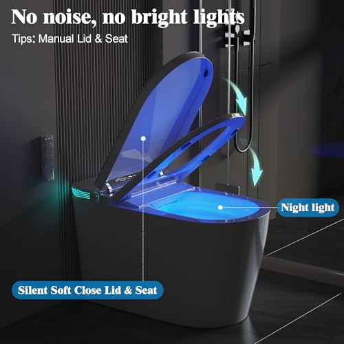 Smart Toilet with Bidet Built In Heated Seat Auto Flush Manual Seat&Lid | Warm Water Wash & Air Dry LED Display Tankless Electric One Piece Toilet for Bathroom with Siphon Dual Flush 0.8/1 GPF - color: Pearl White