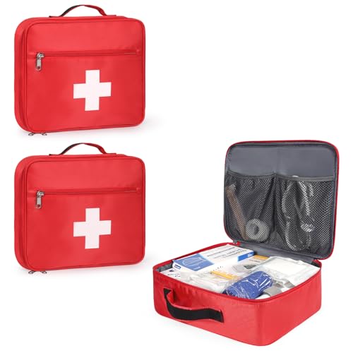 Gatycallaty First Aid Bag Empty Emergency Treatment Medical Bags Multi-Pocket for Home School Office Car Traveling Hiking Trip Daycare (Large, Pack of 2) - size: Large, Pack of 2
