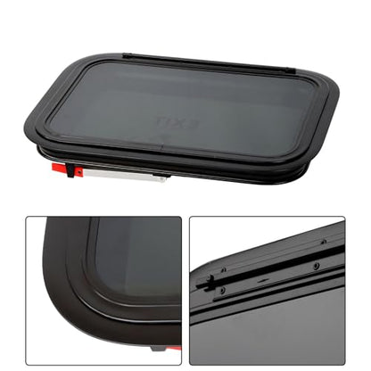 labwork 22W x 15H RV Exit Window with Removable Screen and Mounting Frame | for RV Cargo and Horse Trailer DOT Certified