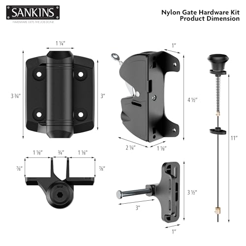 Self-Closing Gate Hinges and Key Lockable Gate Latch Kit, Fence Gate Hardware Kit for Wooden Fence, Pool Safety Fence Adjustable Hinges and Double-Sided Latches Hardware for Metal, Woode