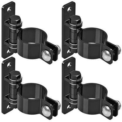 Insaga Heavy Duty Chain Link Gate Hinges 4 Pairs – 2-3/8" OD Carbon Steel Wall Mount Fence Hardware, E-Coated Rustproof Finish, Carriage Bolts Included for Farm/Garden Wood-to-Metal Gates, Black - size: 2-3/8''