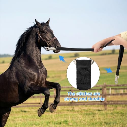 Cididu 2 Pack Cross Ties for Horse, Nylon Trailer Tie with Strong Panic Snap and Bull Snap, Heavy Duty Adjustable from 44.5" to 78.3" Hanging Strap for Water Buckets and Outdoor Feeders