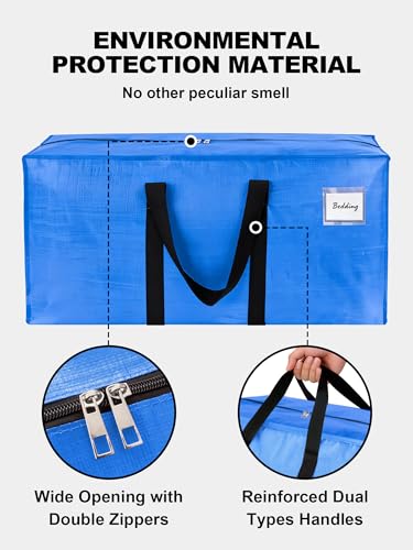 HOMESURE Supports 200lbs Heavy Duty Moving Bags - Strong Zipper & Wrap-Around Handles - Water-Resistant Storage Totes, Durable Alternative to Moving Boxes - 8 Pack - Sky Blue - color: Sky Blue
