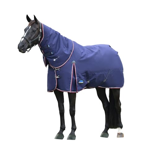 WeatherBeeta ComFiTec Essential Turnout Detach-A-Neck 220G, Navy/Burgundy, 72" - color: Navy/Burgundy, size: 72"