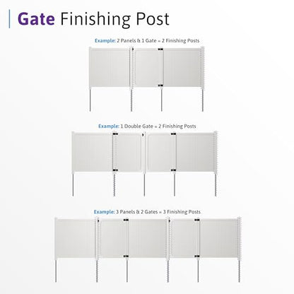 WamBam 6ft White Vinyl Finishing Post | No Dig, Steel Pipe Anchor, for Cambridge Fence, BL19112 - color: 6ft Tall Finishing Post