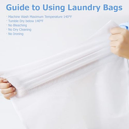 4 Pcs Mesh Laundry Bags for Delicates - 20" x 16" 70G Fine Mesh with Manual-Lock Zipper, Wash Bags for Lingerie Bras Socks Jeans, Ideal for College Dorm Travel Home