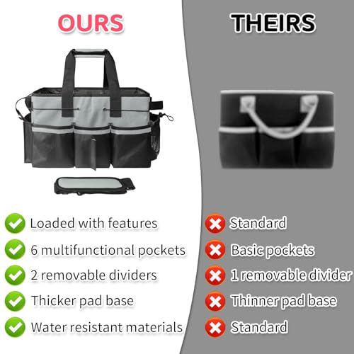 Boczif Cleaning Caddy Bag Wearable,Cleaning Caddy Supplies Organizer (Grey) | with Handle, Shoulder Straps & Detachable Divide, Cleaning Tool Organizers Tote Bag for Cleaners & Housekeepers - color: Grey