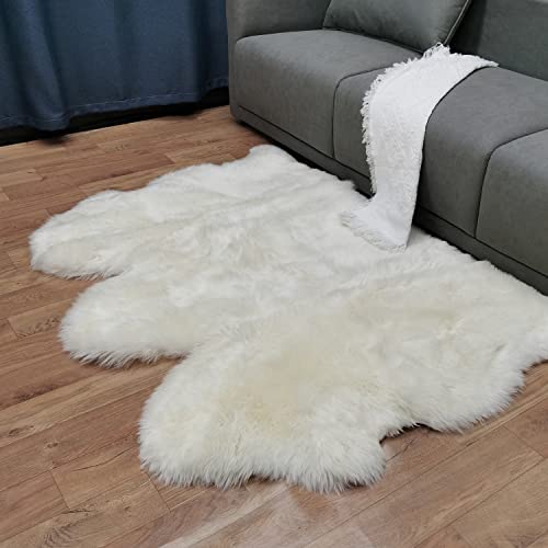 Champlus Genuine Australian Merino Sheepskin Rug, 3.3x5 ft Sheep Skin Rug, Lambskin Area Rug, 3-Pelt, White - size: 3'4" x 5' (Natural)