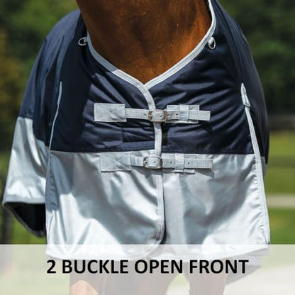 Dura-Tech Viking Horse Turnout Sheet | Open Front with 2 Buckle | Waterproof, Windproof & Breathable Blanket | Criss-Cross Surcingle | Winter Horse Blanket - size: Horse Size 68, style: Sheet (no insulation)