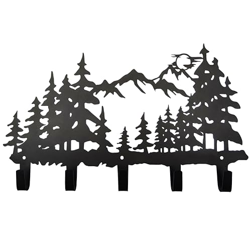 Metal Tree Coat Hooks Wall Art Decor-Tree Hangers and Key Holder-Clothes Rack and Backpack Hanger-Forest Theme Hooks Sweet Home Decor for Storage, Living Room, Hallway, Office (Black) - color: Tree Black