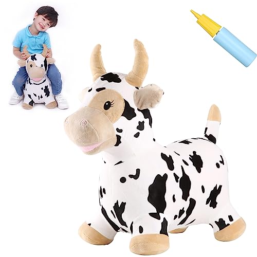INPANY Bouncy Cow, Plush Cow Hoppers Toys for 2-4 Kid, Indoor & Outdoor Fun - color: Plush Bull
