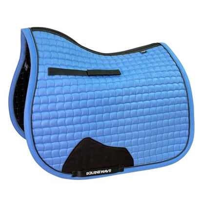EQUINEWAVE Aria Soft Suede Jump Saddle Pad – Breathable Moisture-Wicking Lining, Shock-Absorbing Cushion, Contoured Spine, English All Purpose Saddle Pad - color: Sky Blue