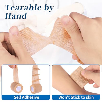 Self Adhesive Bandage Wrap 24 Pack 2" x 5 Yards, Beige