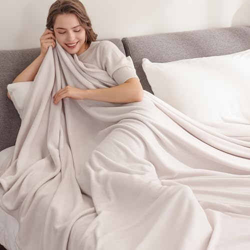 Berkshire Blanket Microfleece Twin Size Bed Blanket Macadamia,Lightweight Soft Breathable Plush Micro Fleece Blanket for Bed Couch Sofa,60x92 Inches - color: Macadamia, size: Twin/Twin XL