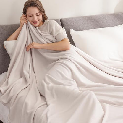 Berkshire Blanket Microfleece Twin Size Bed Blanket Macadamia,Lightweight Soft Breathable Plush Micro Fleece Blanket for Bed Couch Sofa,60x92 Inches - color: Macadamia, size: Twin/Twin XL
