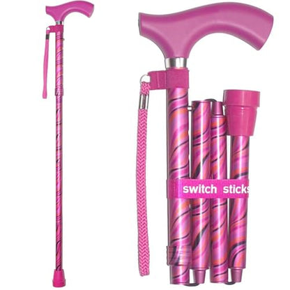 Switch Sticks Folding Walking Cane For Women & Men - color: Tango