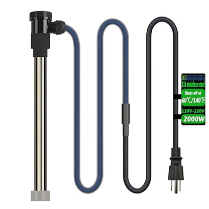 2000W Fully Submersible Water Heater of Above Ground Pool & Hot Tub – Portable Immersion Electric Heater with Temp Control & WiFi Timer for Spa, Baptismal Pool, Bucket, Bathtub & Inflatable Pool etc