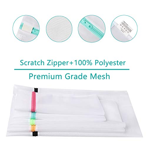 BAGAIL Laundry Bags Mesh Wash Bag for Intimates Lingerie and Delicates,7Pcs(1XL,2L,2M,2 Bra Bags) - color: Pearl White-Fine Mesh, size: 1XL,2L,2M,2 Bra Bags