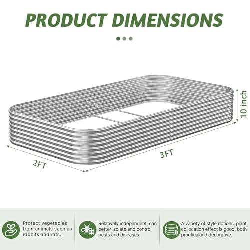 3 Pack Corrugated Galvanized Steel Raised Garden Bed Outdoor, Metal Above Ground Garden Bed for Vegetables and Flowers, Raised Beds for Gardening-3x2FT - size: 3x2FT