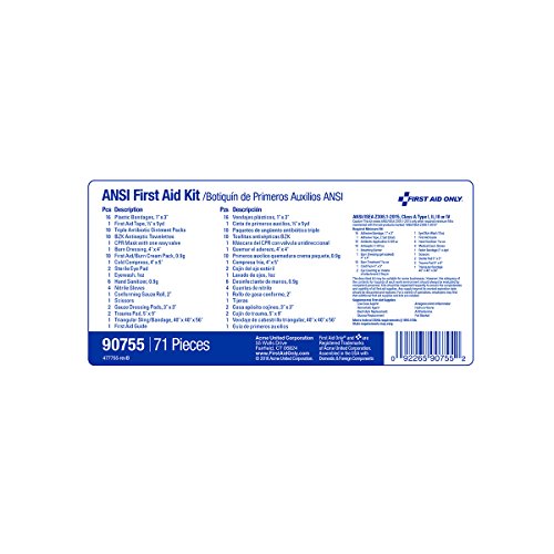 First Aid Only 90755 ANSI A 2015 and OSHA Compliant First Aid Kit, 10-Person Emergency First Aid Kit for Business, Home, Car, and Worksites, 71 Pieces