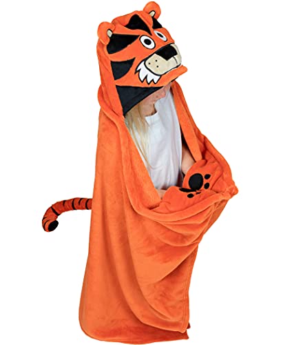 Lazy One Wearable Hooded Blanket for Kids, Animal Hooded Blanket (Tiger) - color: Tiger Blanket Hooded Blanket