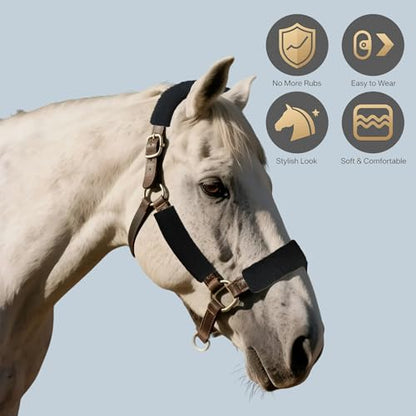 Fleece Horse Halter Cover (BNC Series (4-Piece), Black) - color: Black, style: BNC Series (4-Piece)