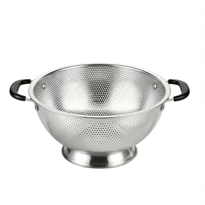304 Stainless Steel Colander, 3 Quart Micro-Perforated Strainer with Heavy Duty Plastic Handles - Fast Draining Metal Basket for Rinsing Rice, Washing Vegetables, Draining Pasta - Dishwasher Safe - size: 3QT-plus