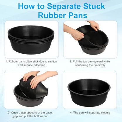 4 Pcs Rubber Feed Pan, 4 Quart 10.6 x 4.1 Inche Livestock Feeding Bucket, Dust Bath Container, Durable Utility Bowl for Horse Cats Dogs Chickens Ducks Goats Pigs and Farm Small Animal.