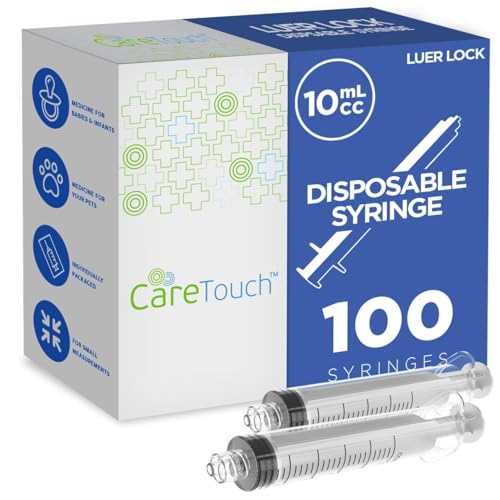 Care Touch Disposable Syringes Without Needle, Luer Lock, 10ml 100 Count