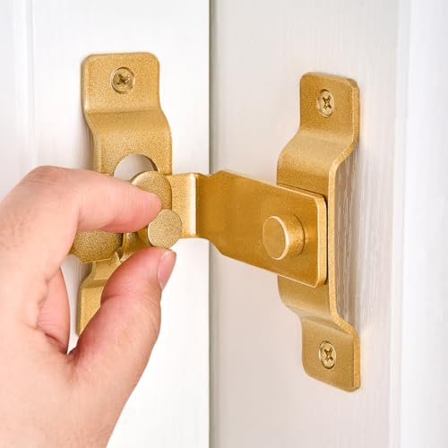 2 Packs Gold 90 Degree Flip Barn Door Lock Latches - color: Big_Gold_90 Degree