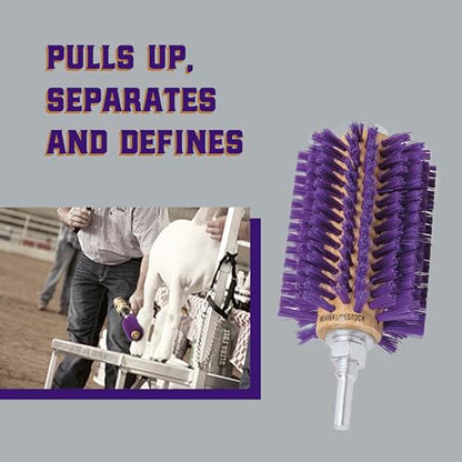 Weaver Leather Mini Roto Brush for Livestock, Wool/Hair Stimulating and Grooming Brush for Goat Sheep Cattle, Use with Drill, Coat Deshedding Tool
