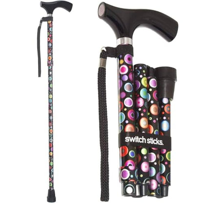 Switch Sticks Folding Walking Cane For Women & Men - color: Bubbles